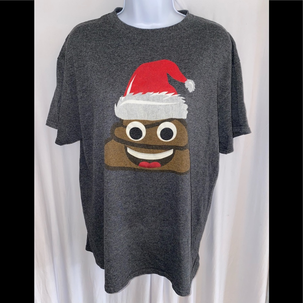 Poop Emoji Christmas  Print Men's Shirt Size L